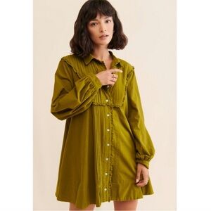 Free people cherry mini dress in color green moss